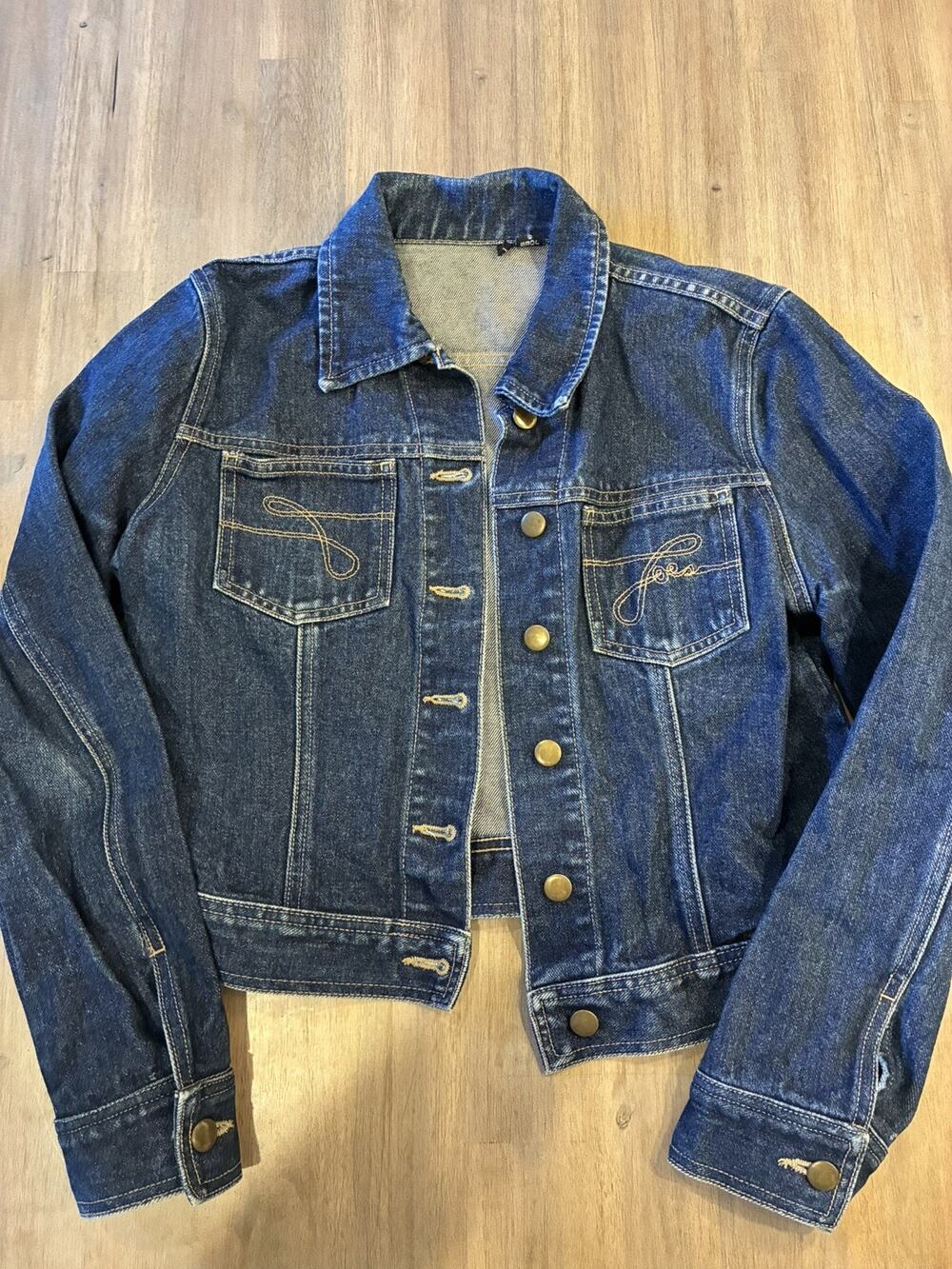 Joe's Jeans Women's Denim Jackets embroidered pockets gold stitching Large